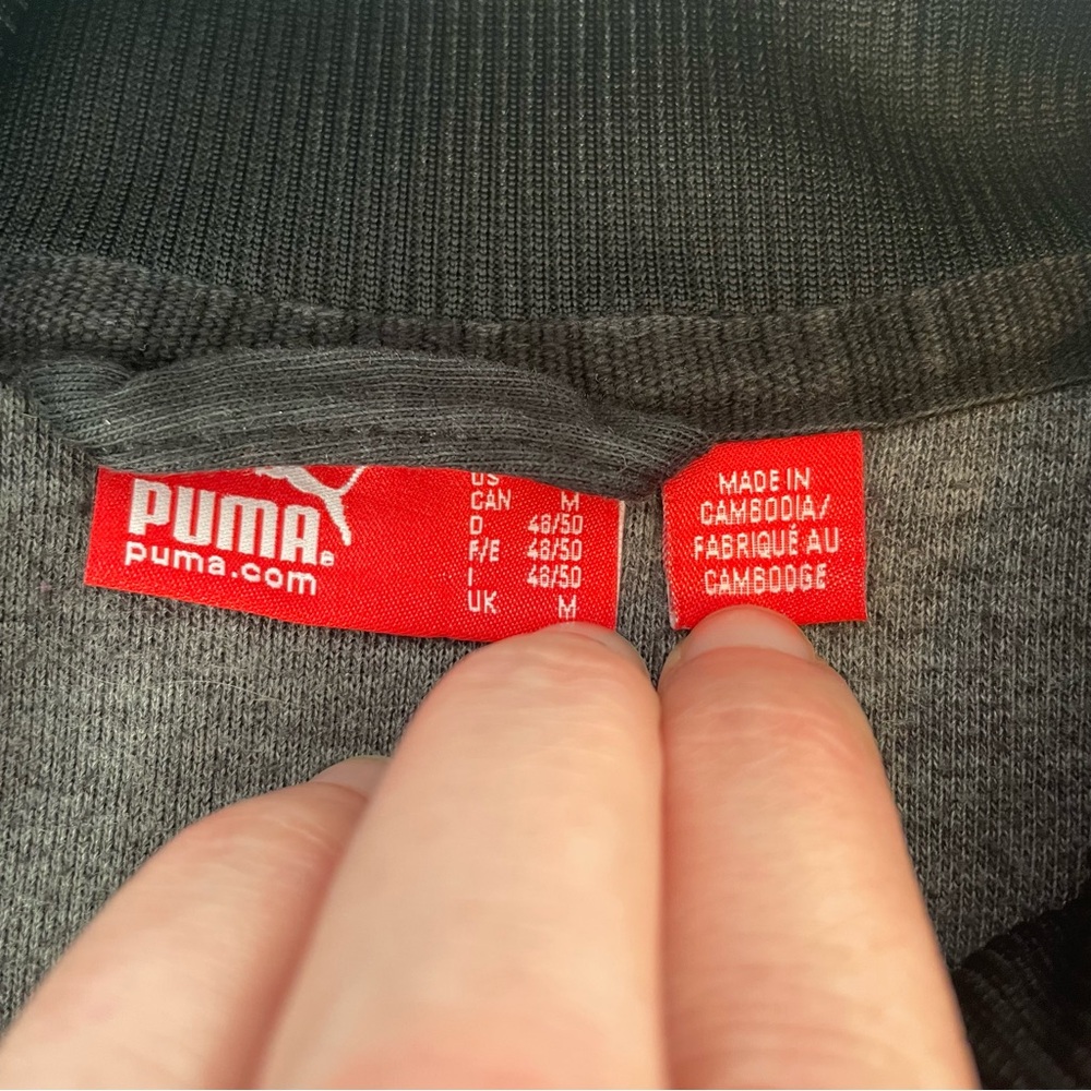 Puma Black Full Zip Embroidered Sweatshirt with White Accents Women’s Medium - Picture 6 of 6